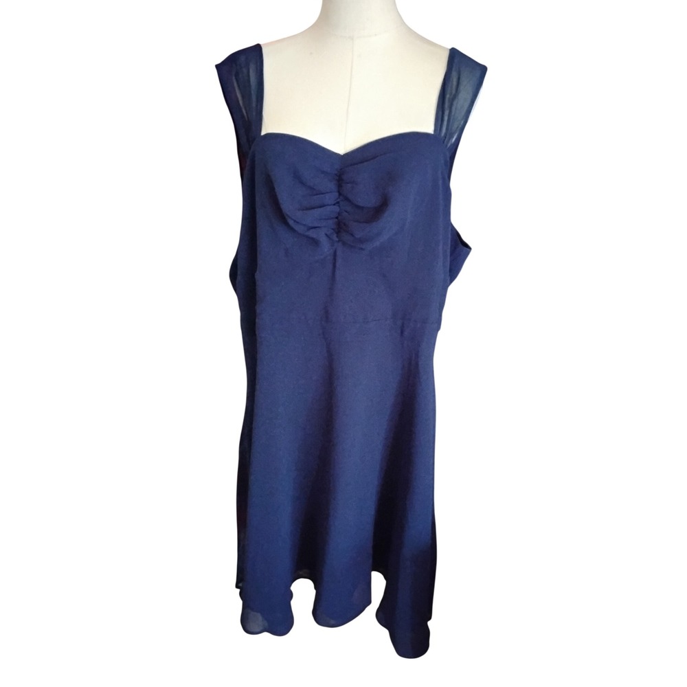 Modcloth Plus Size Navy Mesh Sleeve Midi Dress Size 2X